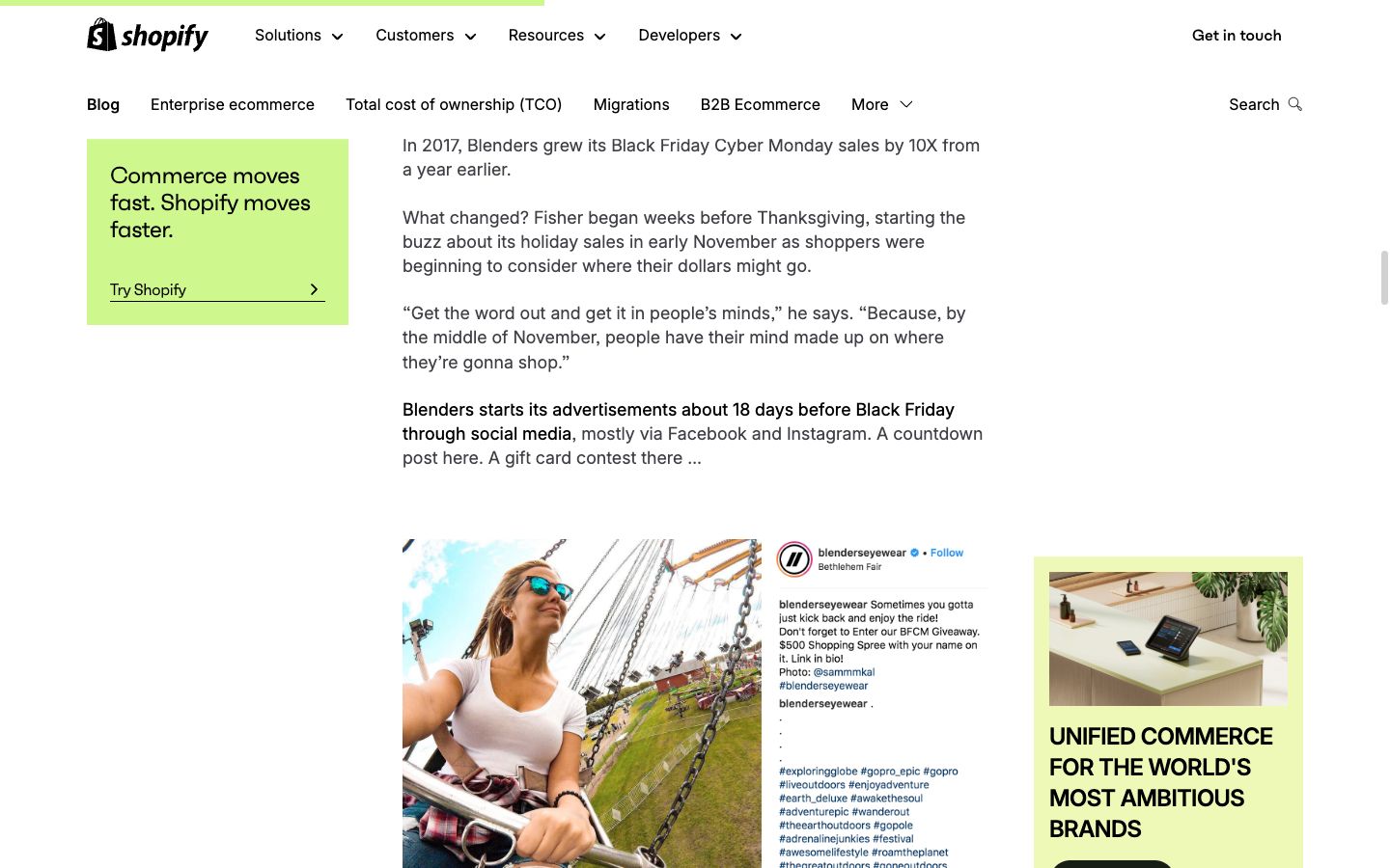 Blenders Eyewear sale sign-up example