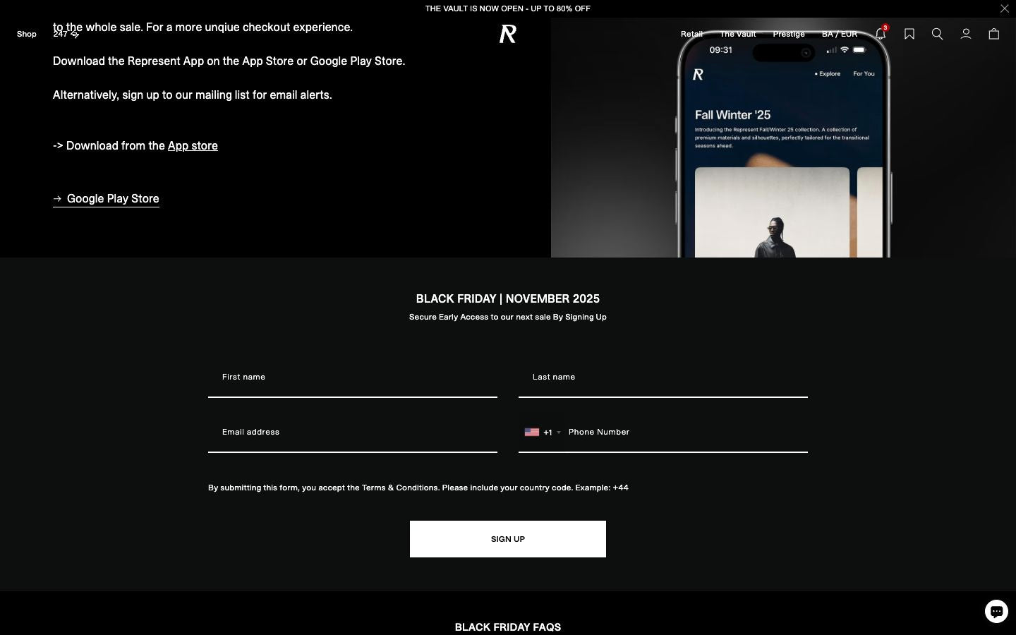 Represent sale early-access example